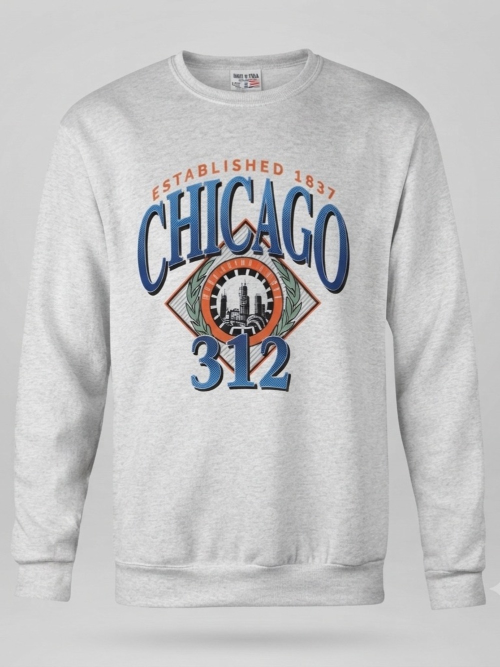 Where I’m From Chicago 312 Graphic Crewneck Sweatshirt Gray Medium NWT